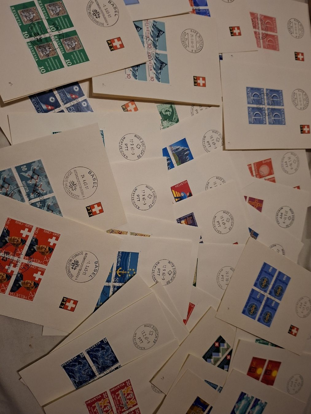 Alle Briefmarken: Schachtel FDC / PTT / 4er Blocks Briefe div – Gebraucht aus Balgach von SIMEON27 3