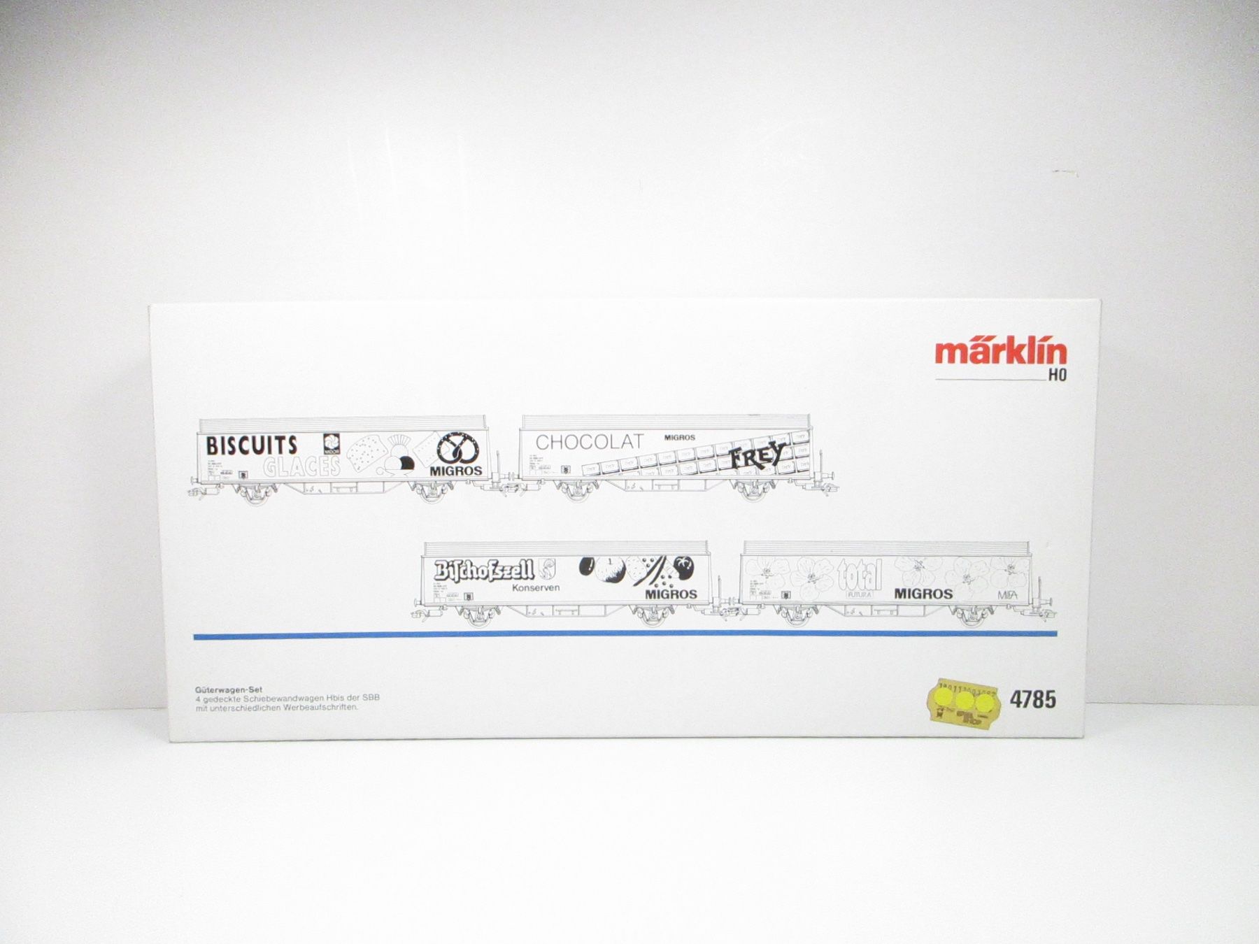 Märklin Modellini di ferrovie: Märklin H0 4785 SBB Güterwagen-Set MIGROS – Nuovo e nell'imballaggio originale da Olten venduto da Heinrich875 6