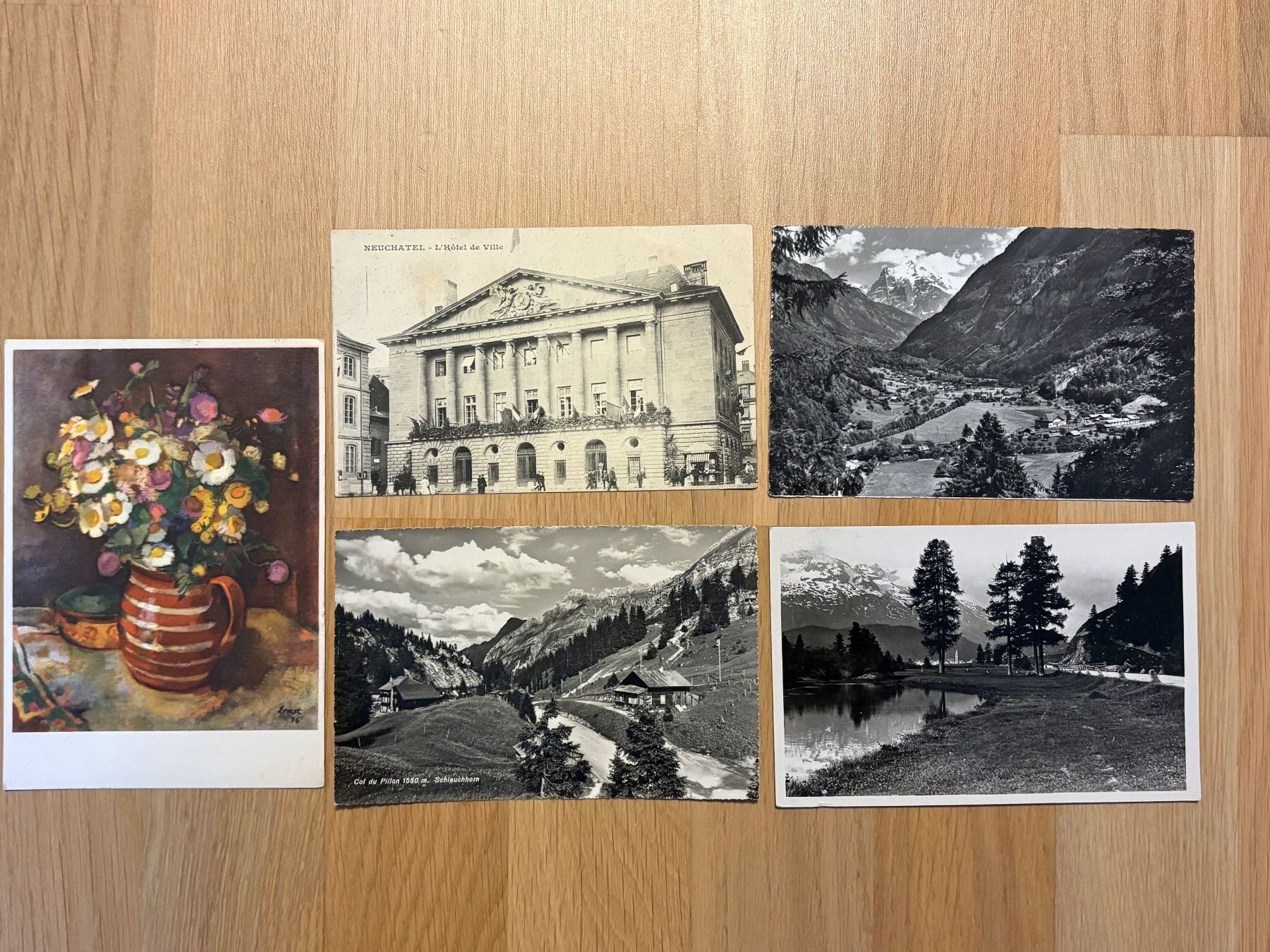 Cartoline postali: 5 alte Ansichtskarten, Schweiz, diverse Kantone, 1920-1957 – Usato da Biel/Bienne venduto da TomBaBi