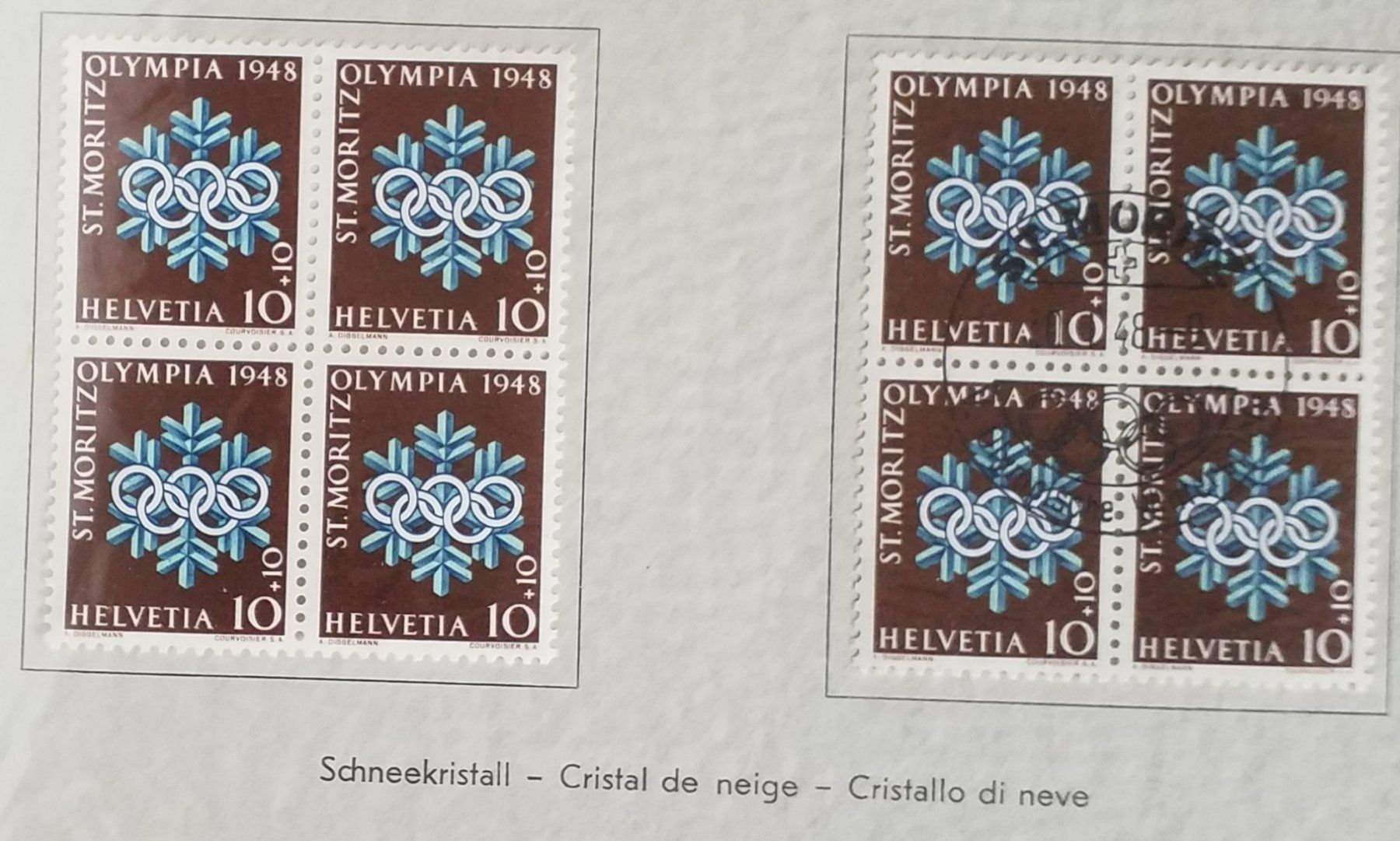 Tutti i francobolli: 1948, Geschenkheft, Olympia St. Moritz 4-Block Kt. 138.- – Nuovo (secondo la descrizione) da Baden venduto da Eggi 2