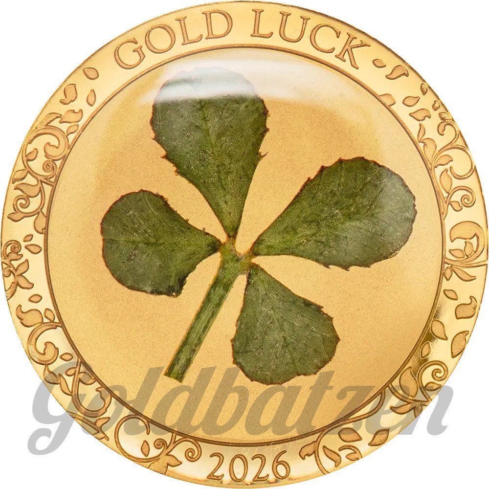 Tutti le monete: Cook Islands Four Leaf Clover 2026 – Nuovo e nell'imballaggio originale da Liestal venduto da Goldbatzen