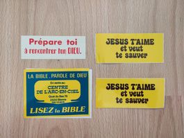 Quatre autocollants vintage sur le thème de Jésus