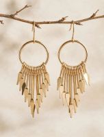 Orecchini pendenti color oro cerchio frange nuovo