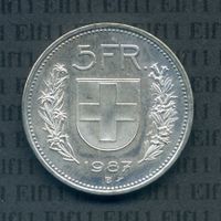 CHF___5.00 1987 stgl * nigelnagelneu! 5 Franken