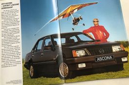 Prospekt Opel Ascona, 1983, UNGELOCHT, 43 J., richtig schön!