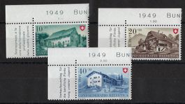 1949 Pro Patria Katalog-Nr. B43-B45 mit Bogenrand-Tab **
