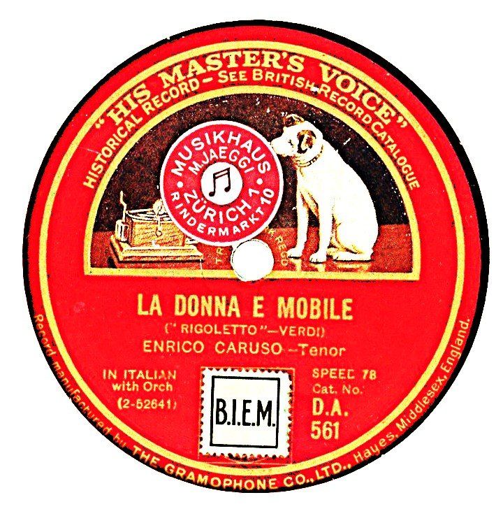 Dischi in vinile: Caruso, "La donna è mobile" Originalaufnahme auf Schellack – Usato da Hemishofen venduto da Phonomandy
