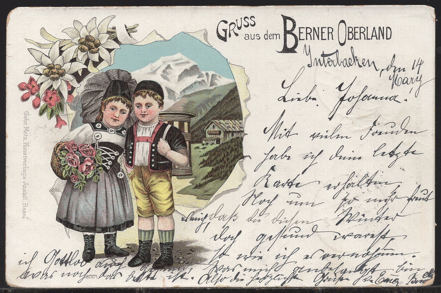 Cartoline postali: Gruss vom Berner Oberland  1902 – Usato da Aarau venduto da kufi44