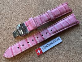 17mm Lederband Balmain, Ersatzarmband rosa, Faltschliesse