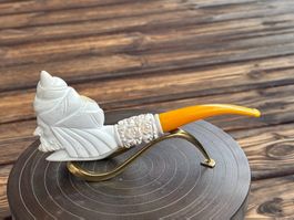 Meerschaum Kopfpfeife geschnitzt neuwerig
