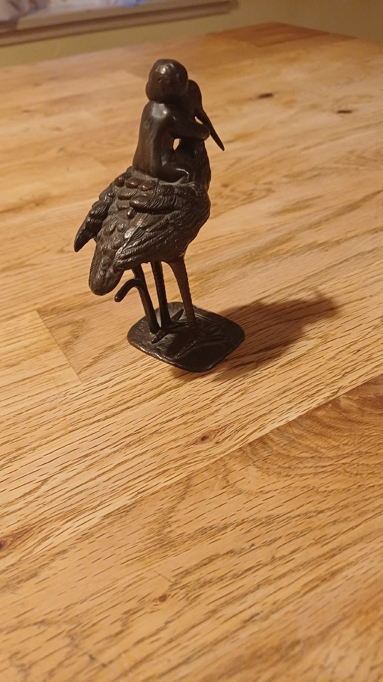 Statuette: Bronce Figur Storch mit Bube  – Usato da Flawil venduto da Naphtali 3