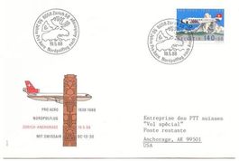 FDC 50 ans Pro Aero 1938-88, Vol spécial Swissair DC-10-30