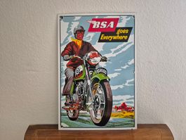 Emailschild BSA Motorrad Logo Service Garage Emaille Schild