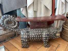 Afrikanischer Leoparden Holzbank Grösse 90 x 24 x H 52 cm