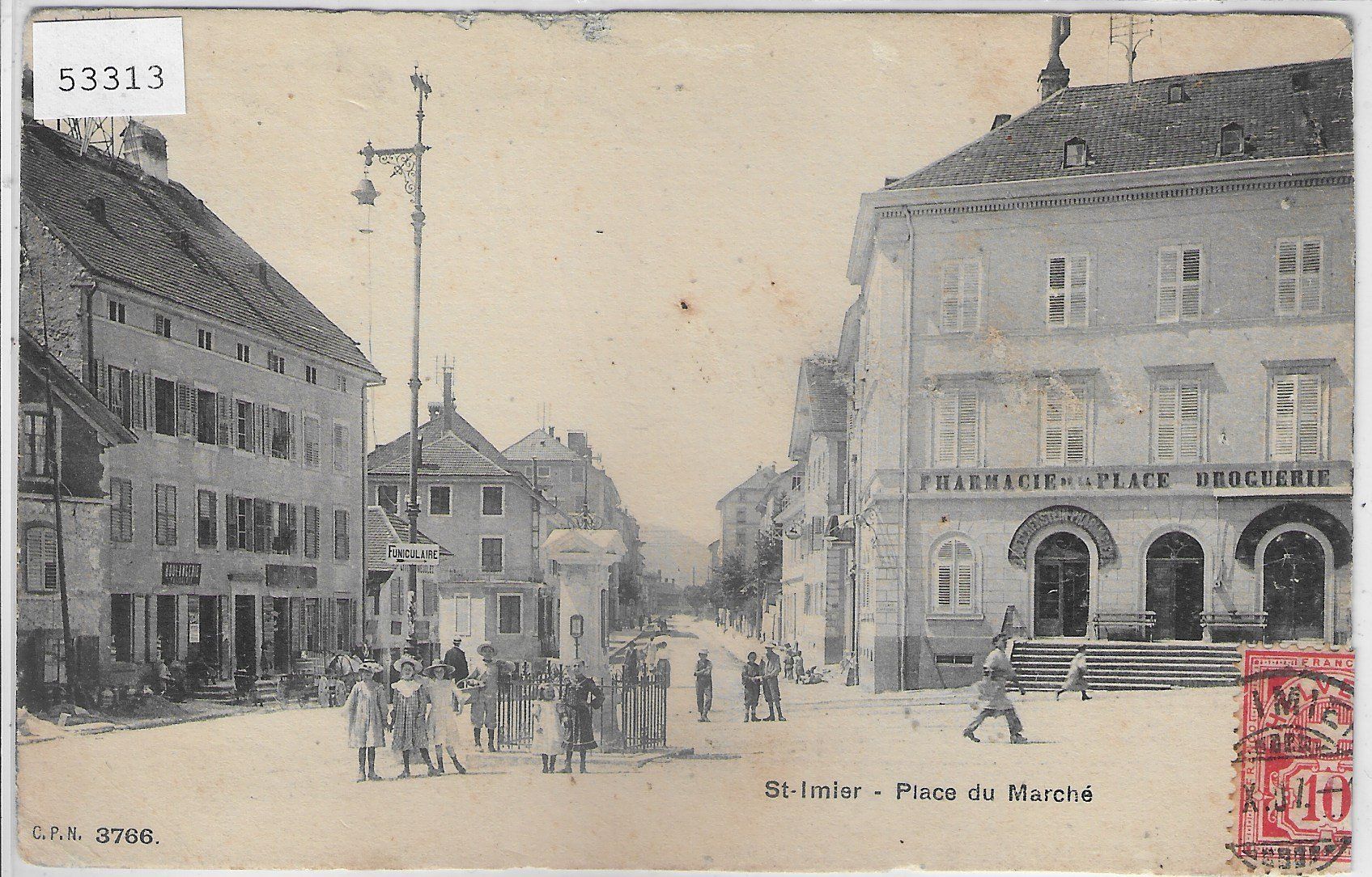 Cartoline postali: St-Imier - Place du Marche - animee – Usato da Ettingen venduto da Kartenplanet