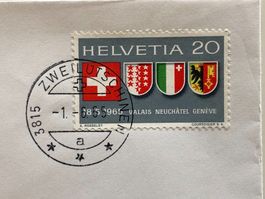 150 Jahre VS, NE, GE in Eidgenossenschaft im 1965: FDC