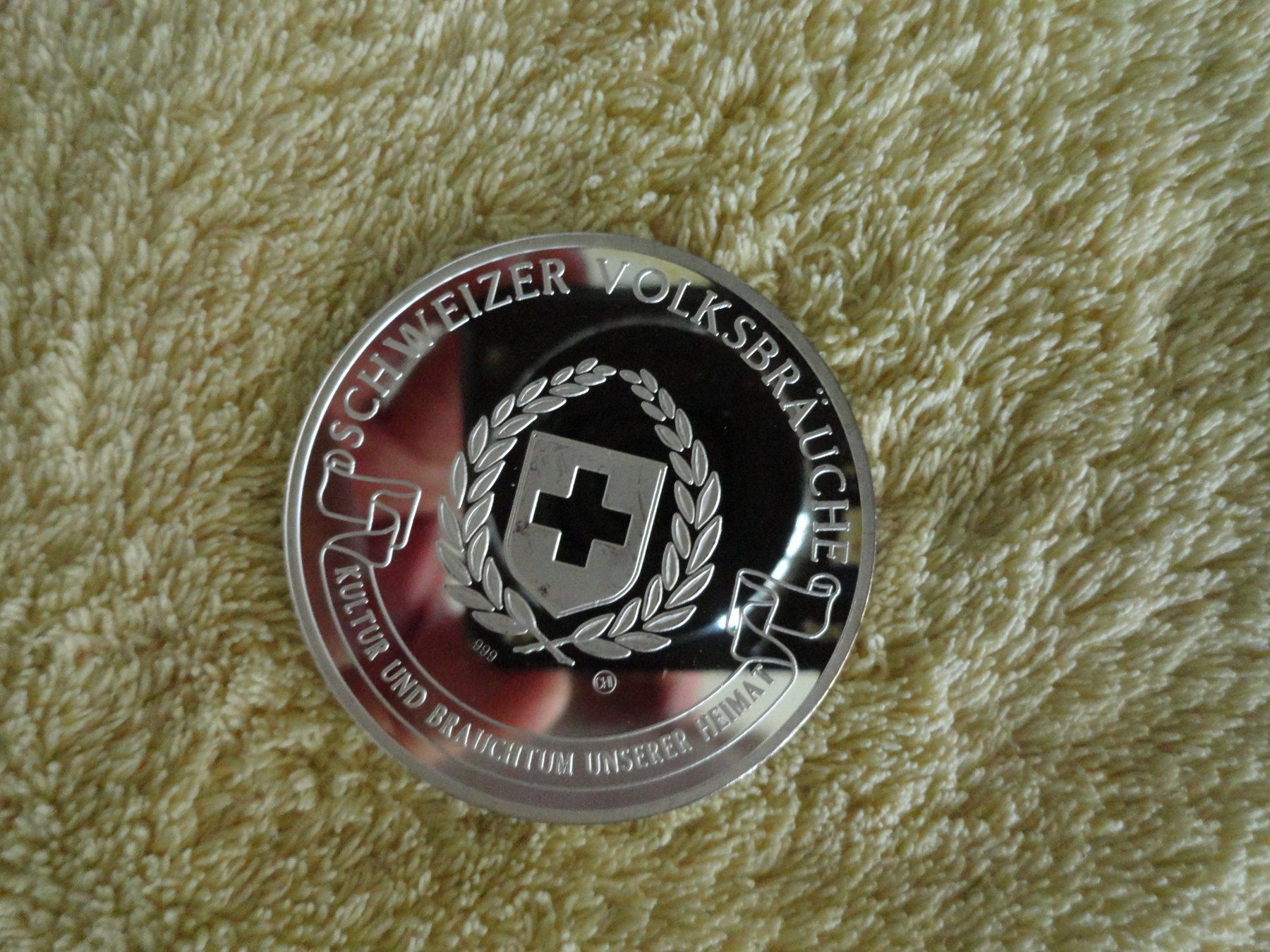 Medaillen: Silbermedaille "Schweizer Volksbräuche" - Hornussen – Gebraucht aus Gerlafingen von Shiva_74 2
