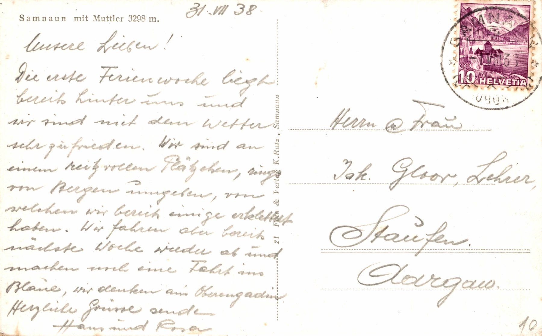 Cartoline postali: Samnaun mit Muttler 3298 m – Usato da Bronschhofen venduto da Astore 1