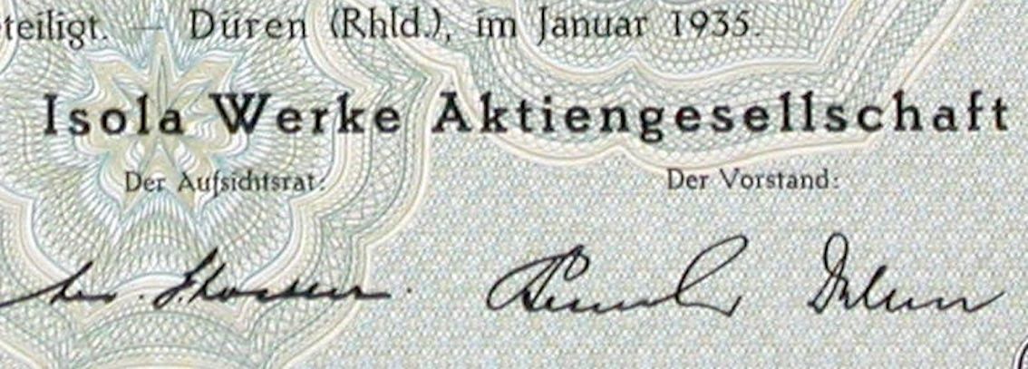 Dokumente: Isola Werke AG, Düren - 1935 – Gebraucht aus Solothurn von Sgasche 1
