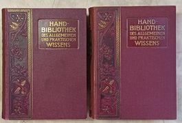 2 antike Bücher Handbibliothek des allgemeinen Wissens