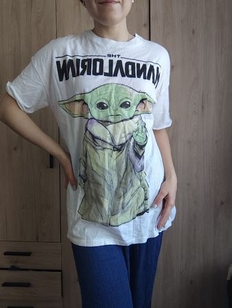 Bershka Star Wars Mandalorian T-Shirt. XS. White.