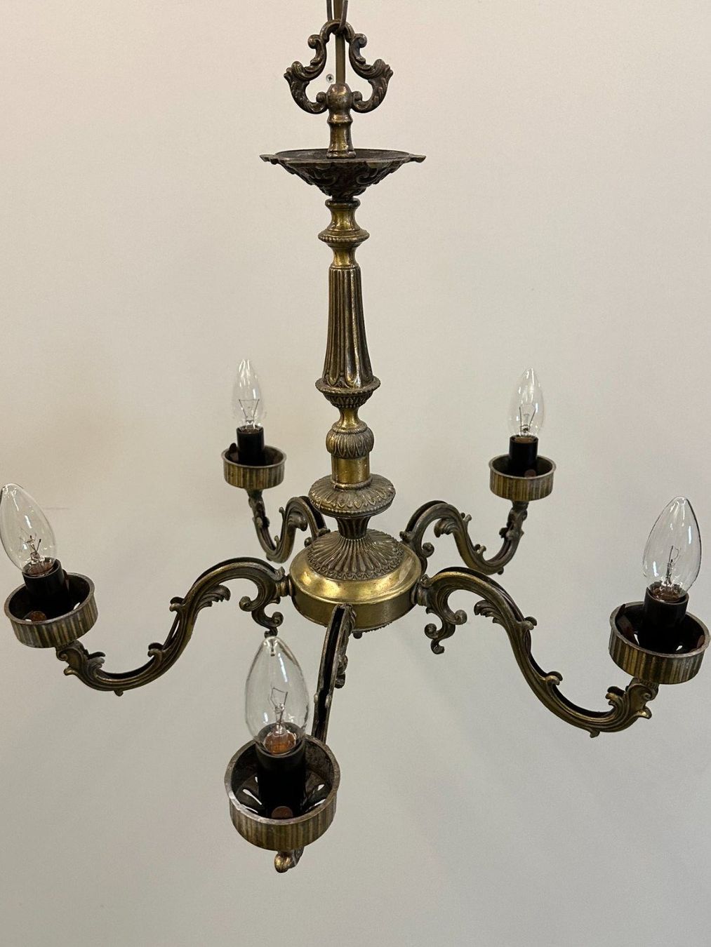 Kronleuchter & Deckenlampen: Antike Messing Hängelampe / Lampe mit 5 Leuchten – Gebraucht aus Luzern von Lager6640 1