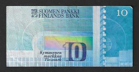 Banconote: Finlandia  10  Markka  1986  Gebraucht – Usato da Gordola venduto da coinsandnotes 1