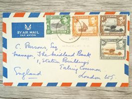 TR65 Enveloppe + Timbre Uganda 1955