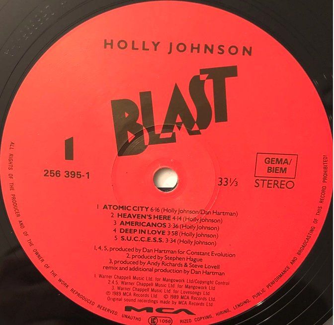 Dischi in vinile: Holly Johnson - Blast (LP) – Usato da Grüningen venduto da azulvinyl 2
