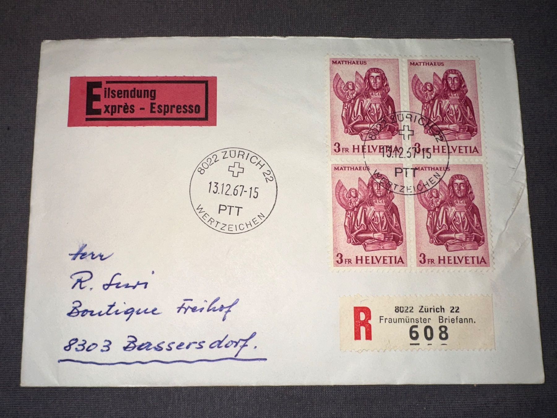 Tutti i francobolli: Brief Matthaeus 1967 Schweiz – Usato da Stettfurt venduto da 2442