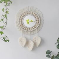 Miroir mural rond en macramé