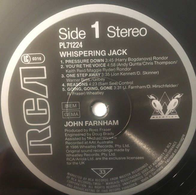 Schallplatten: John Farnham – Whispering Jack – Gebraucht aus Grüningen von azulvinyl 2