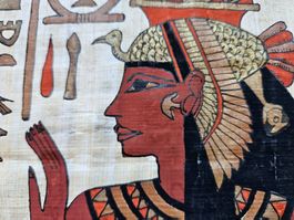 Papyrus égyptien représentant Néfertari - 32 x 42 cm