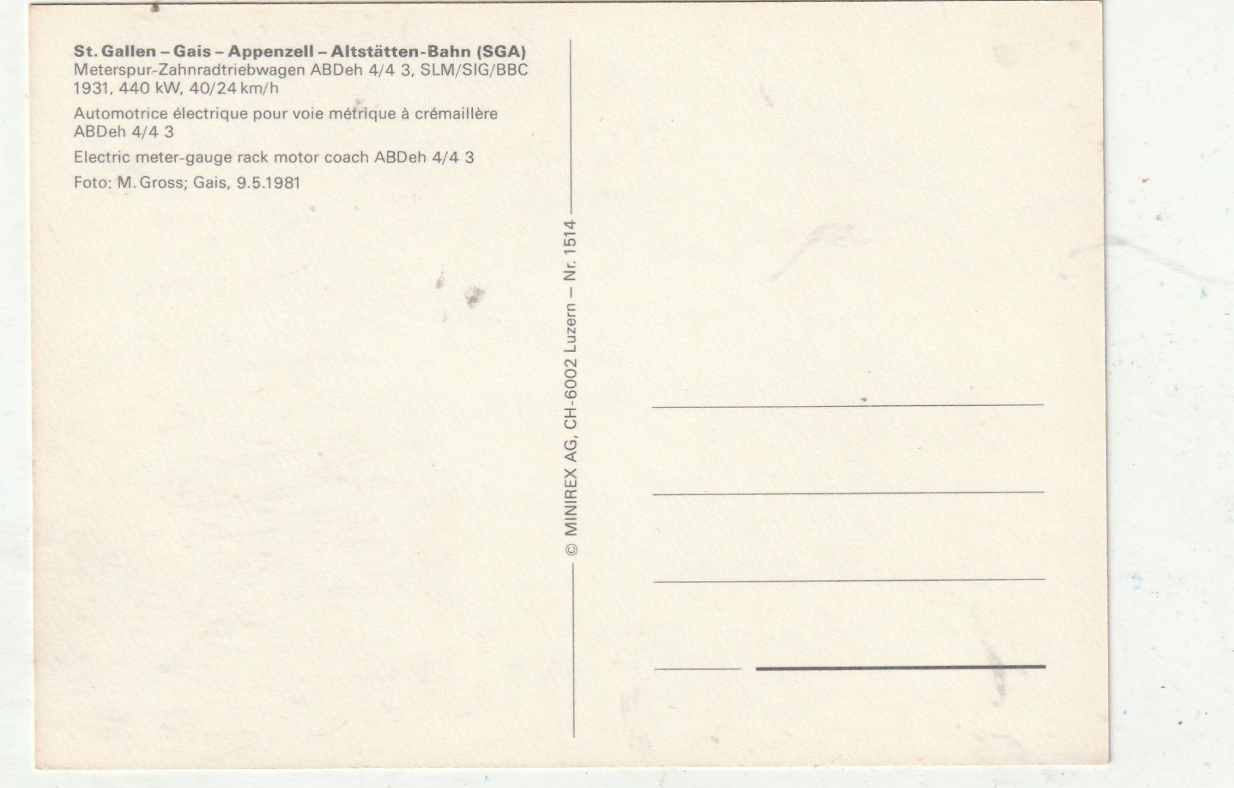 Cartes postales: Bahn St. Gallen-Gais – D'occasion à Lumbrein par made02 1