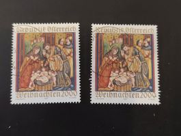 Briefmarken Österreich Weihnachten 2000 7 Schilling 2 Stk