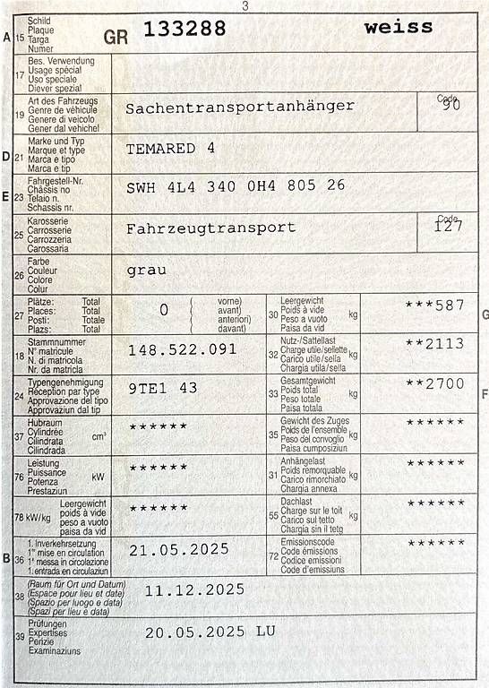 Anhänger: Temared Autotransporter Typ CAR – Neu und originalverpackt aus Lenzerheide/Lai von cadale 2