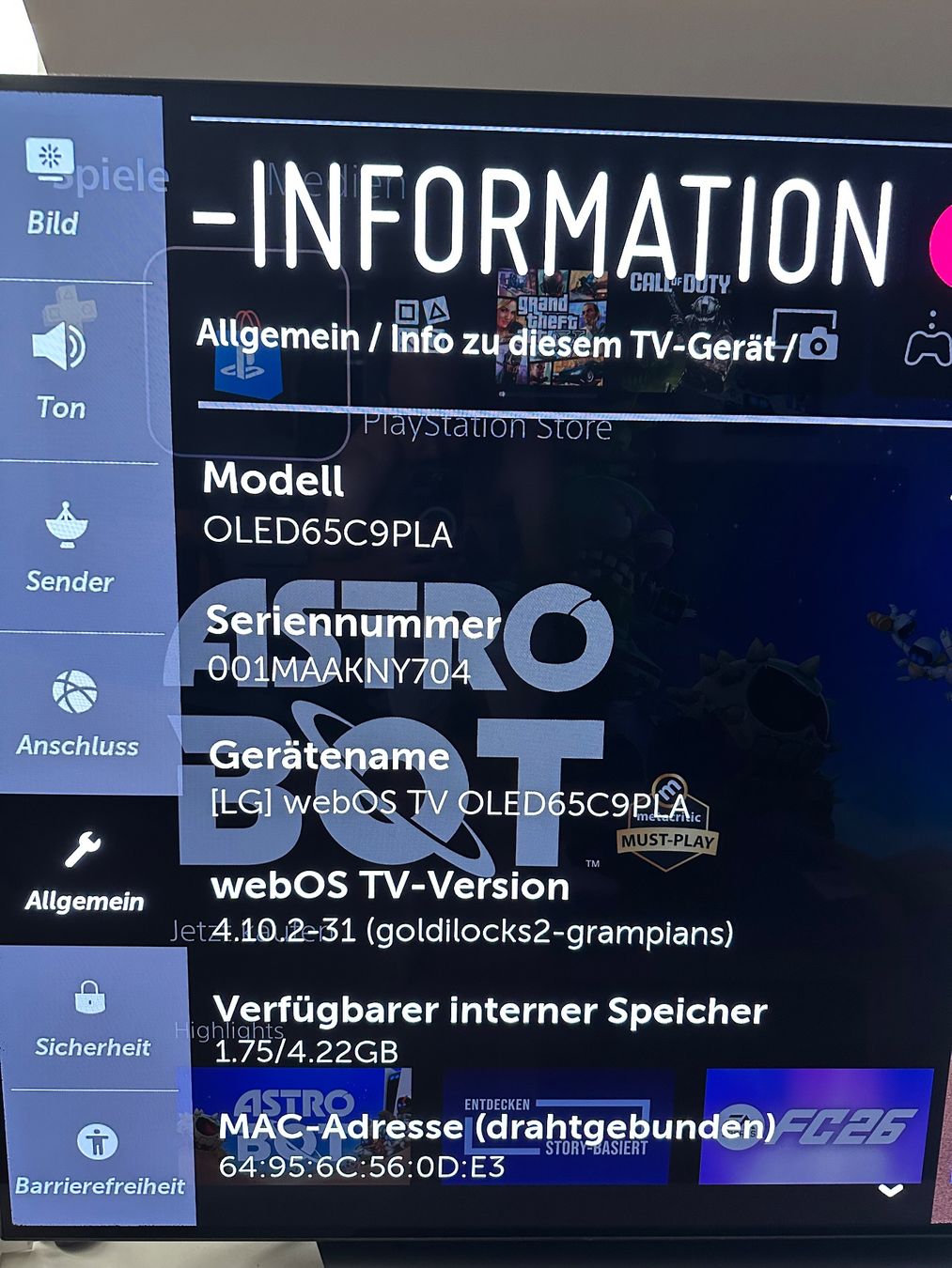 LG Televisori: LG OLED65C9PLA zu Verkaufen – Usato da Zürich venduto da Kiwianer83 4