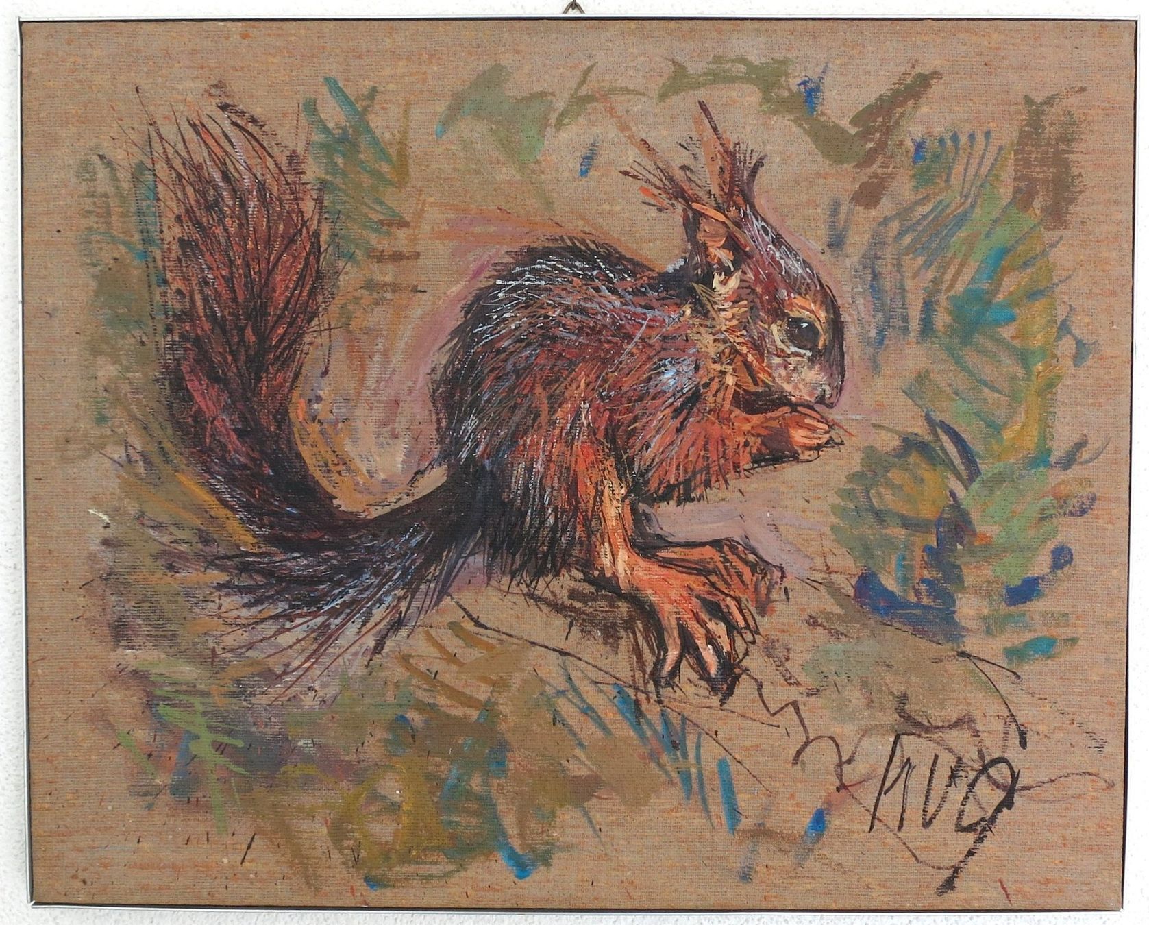 Gemälde: Fritz Hug rotes Eichhörnchen ORIGINAL in Öl auf Leinwand – Gebraucht aus Zürich von narrow_gauge