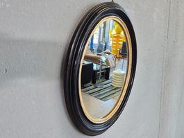 Mirror Wandspiegel Spiegel schwarz mit Goldrand oval