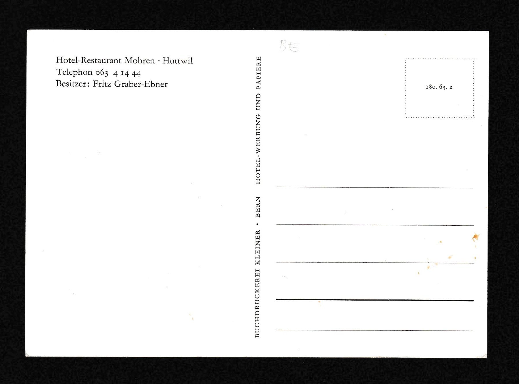 Cartoline postali: HUTTWIL Hotel Restaurant Mohren – Usato da Reiden venduto da cinfis 1