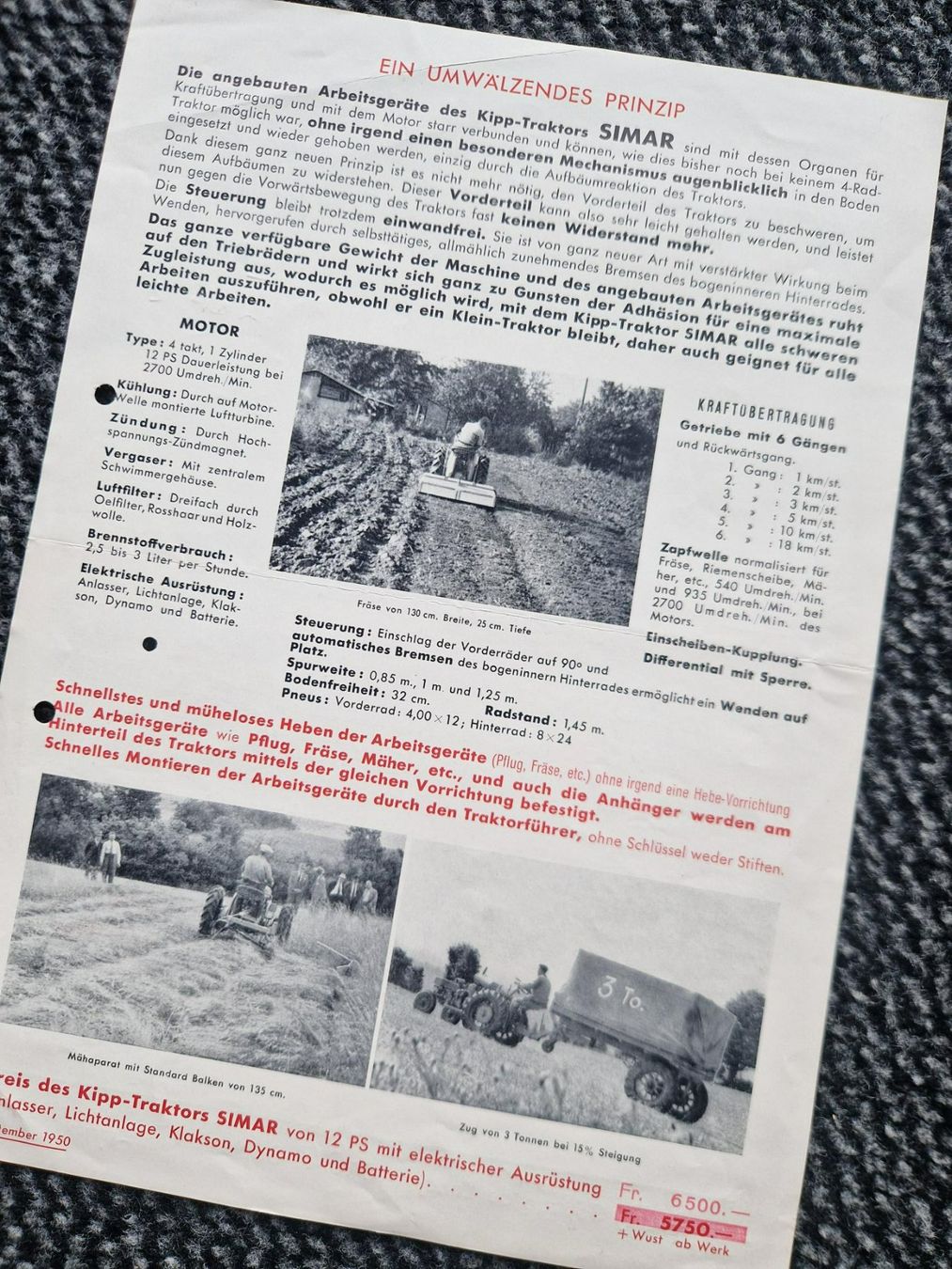 Traktoren: Original Prospekt SIMAR Kipp-Traktor T100A – Gebraucht aus Dürnten von Bachtel84 1