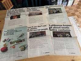 LUFTHANSA tolle rare Reklamen inkl. originale 60's AIRLINES