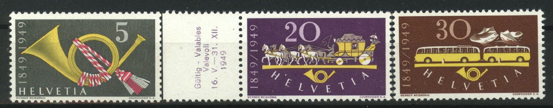 Tutti i francobolli: 1949, 100 Jahre Eidgenössische Post ** – Usato da Willisau venduto da Vollstempel