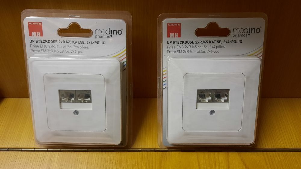 Steckdose 2x RJ45 Kat.5 2x 4-polig UP priamos weiss | Kaufen auf Ricardo