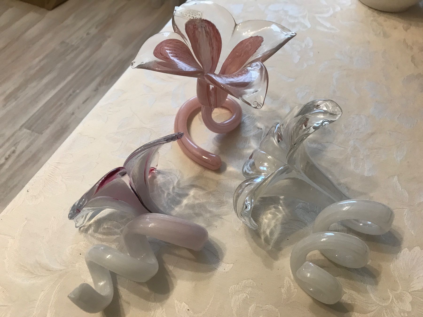 Murano Bicchieri: Murano 3er Set Glasblumen – Usato da Wettingen venduto da Andres54 3