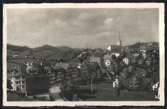 Cartoline postali: Schwellbrunn, Strassenpartie mit Kirche – Usato da Berlin venduto da bartko-reher
