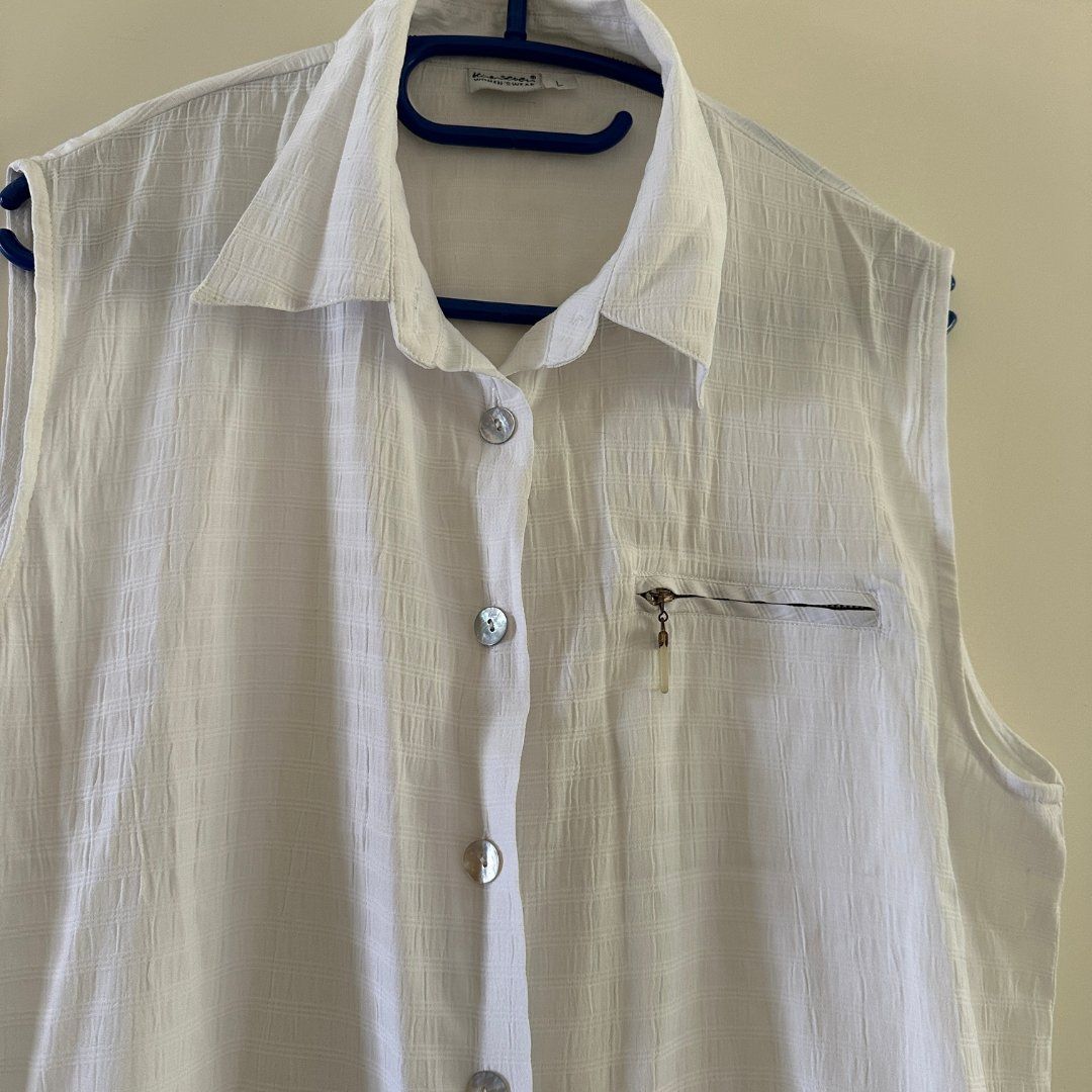 Tuniche: Vintage Original White Summer Sleevless Tunic L – Usato da Zofingen venduto da JumpInVintage 2