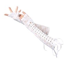 NEUE Halbfinger - Handschuhe mit Spitze uni weiss - 221936