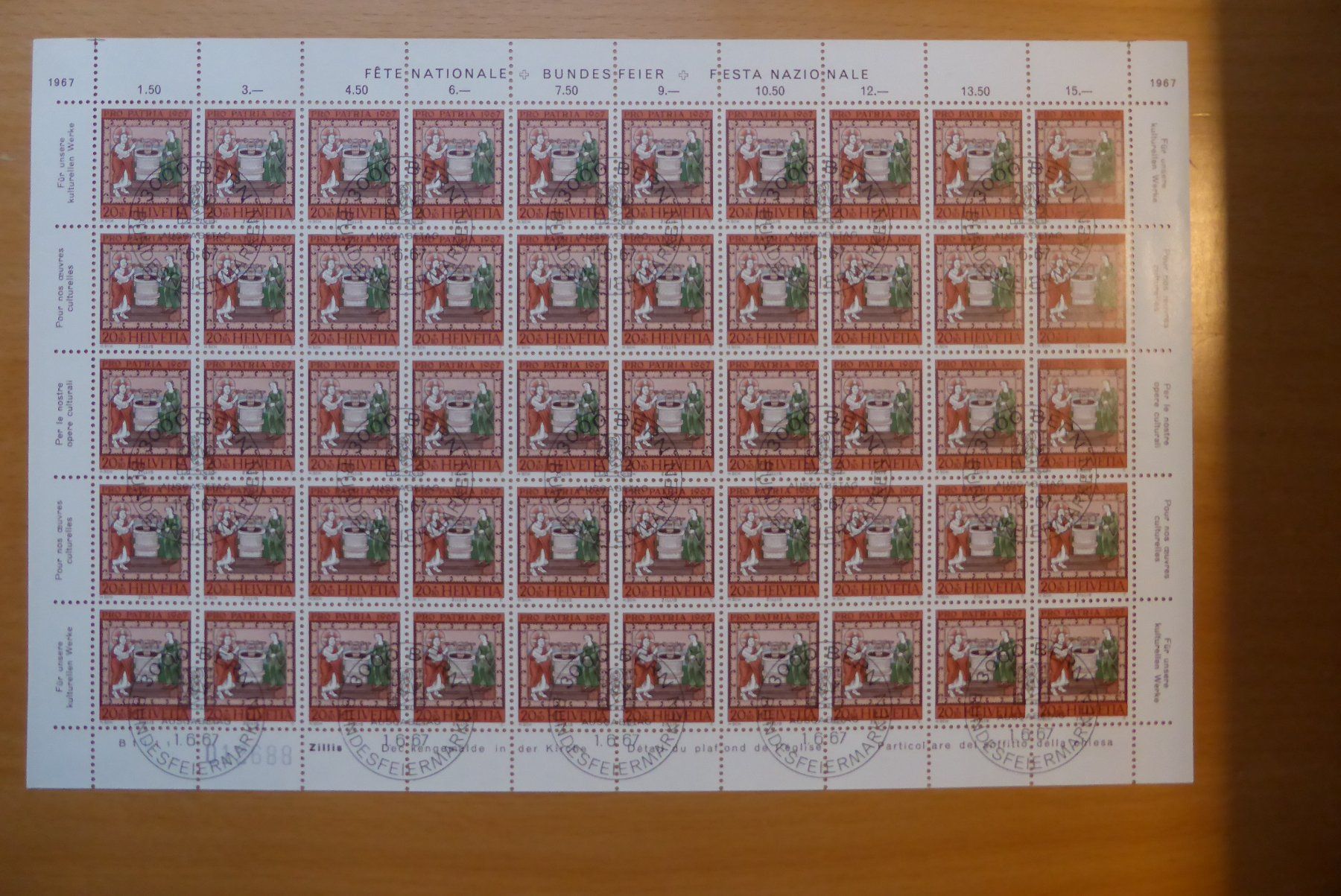 Alle Briefmarken: CH - Briefmarkenbogen - Pro Patria 1967 – Neu (gemäss Beschreibung) aus Brunnadern von lesezirkel