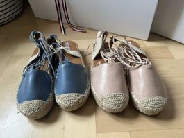 Chic Espadrille Flats - Blue & Nude - Size 38 - Summer Style